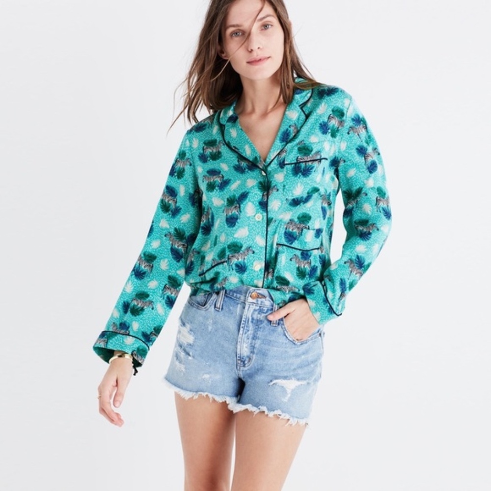 Madewell Silk Zebra Pajama Top